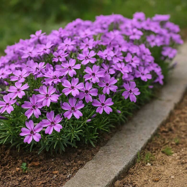 Aslapu floksis( Phlox subulata ‘Purple Beautys)1  augs podiņā